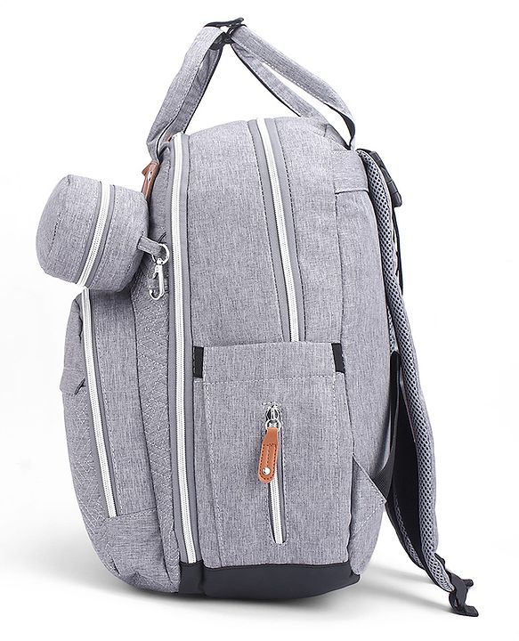 Babyhug Premium Quilted Multipurpose Stylish Diaper Backpack| Water Resistant| Insulated Bottle Pouches| Side Bottle Pocket| Wipes Dispenser| Detachable Pacifier Case| Stroller Clip - Blue