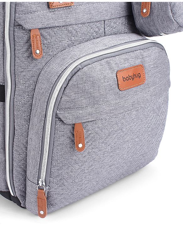 Babyhug Premium Quilted Multipurpose Stylish Diaper Backpack| Water Resistant| Insulated Bottle Pouches| Side Bottle Pocket| Wipes Dispenser| Detachable Pacifier Case| Stroller Clip - Blue