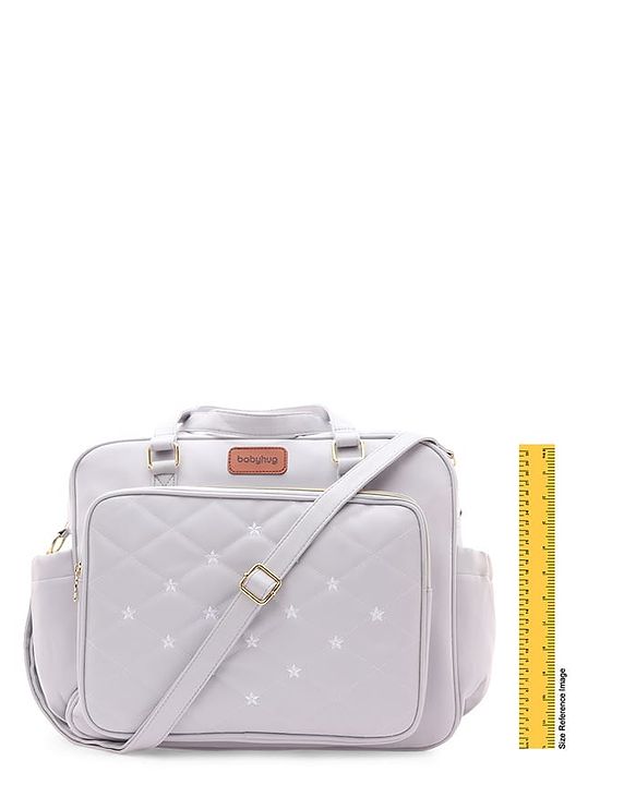 Babyhug 2 -In - 1 Quilted Sling cum Tote Diaper Bag for Travel -2.1L- Grey