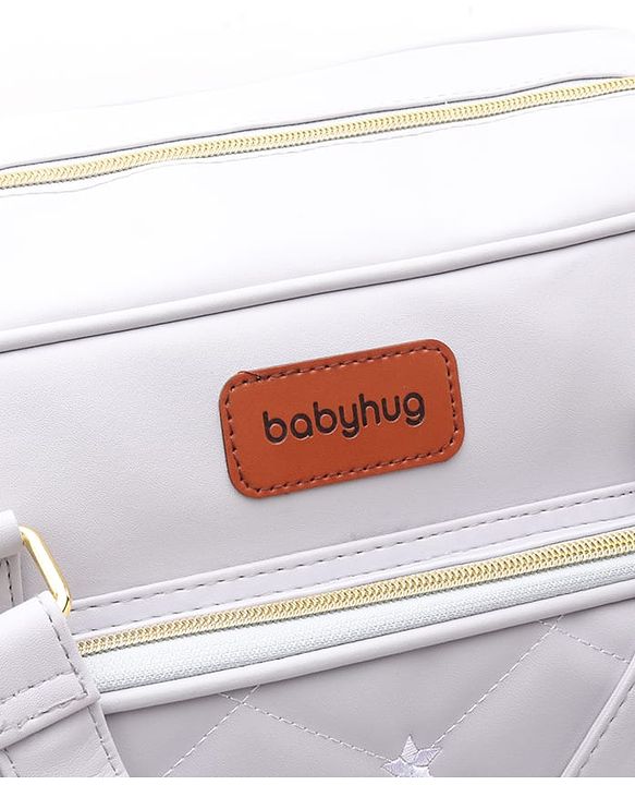 Babyhug 2 -In - 1 Quilted Sling cum Tote Diaper Bag for Travel -2.1L- Grey