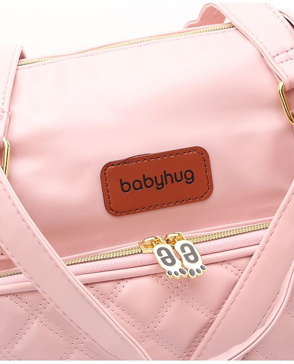 Babyhug 2-in-1 Quilted Sling cum Tote Diaper Bag for Travel - Grey| Spacious Multi-Compartment Design| Bottle Pockets| Front & Back Storage| Adjustable Shoulder Starp