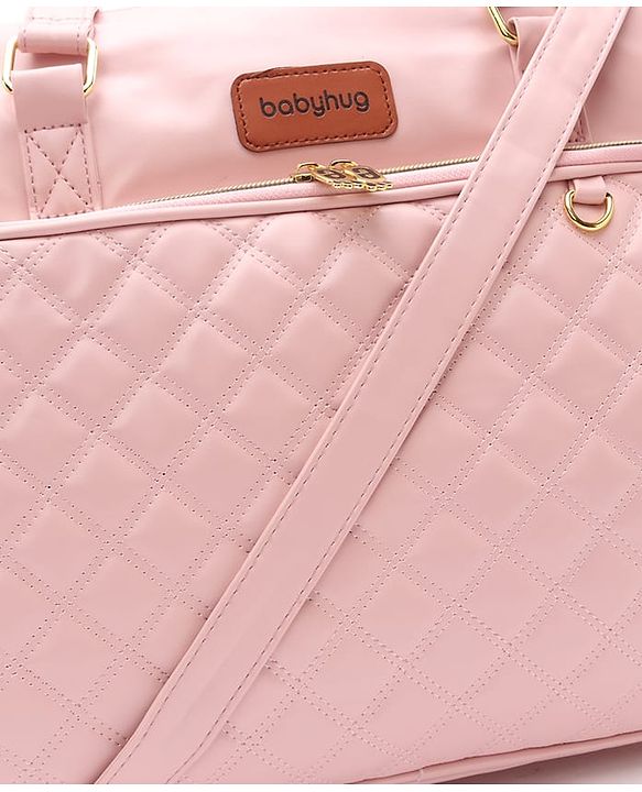 Babyhug 2-in-1 Quilted Sling cum Tote Diaper Bag for Travel - Grey| Spacious Multi-Compartment Design| Bottle Pockets| Front & Back Storage| Adjustable Shoulder Starp