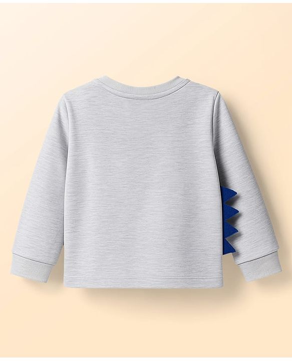 Babyhug Cotton Knit Full Sleeves Night Suit With Dino Print - Grey
