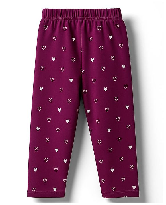 Babyhug Cotton Knit Full Sleeves Night Suit With Text Print - Purple