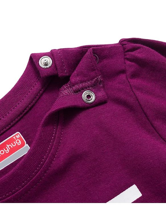 Babyhug Cotton Knit Full Sleeves Night Suit With Text Print - Purple