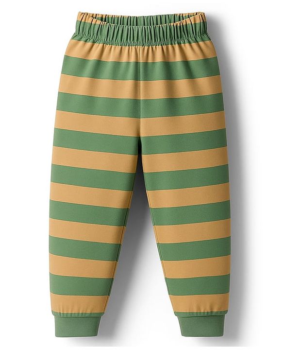Babyhug 100% Cotton Knit Full Sleeves Night Suit With Animal Print - Green