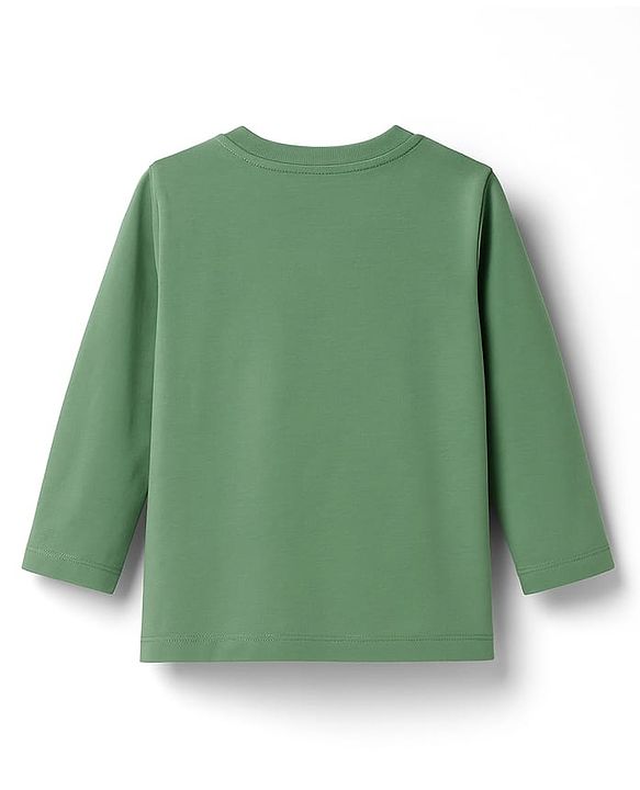 Babyhug 100% Cotton Knit Full Sleeves Night Suit With Animal Print - Green