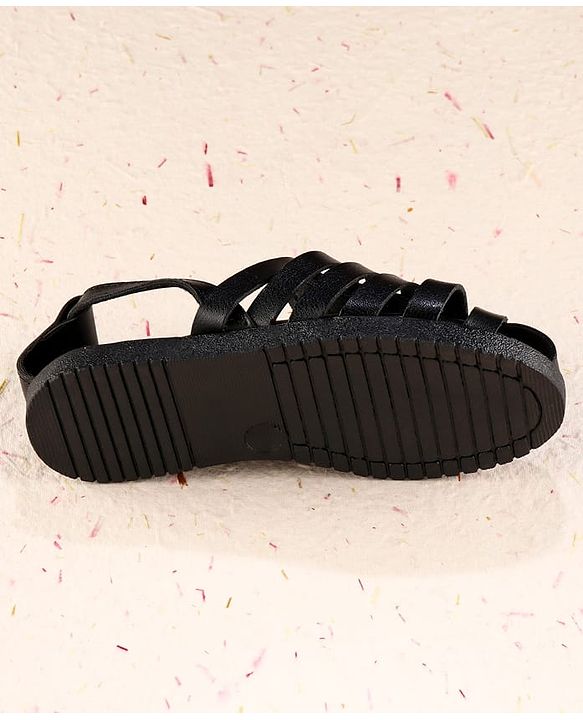 Cute Walk by Babyhug Velcro Closure Solid Mojaris - Black
