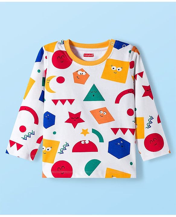 Babyhug Cotton Knit Full Sleeves Printed Co-ord Night Suit - White