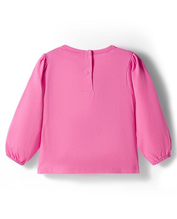 Babyhug 100% Cotton Knit Full Sleeves Top with Attached Shrug Floral Print - Pink