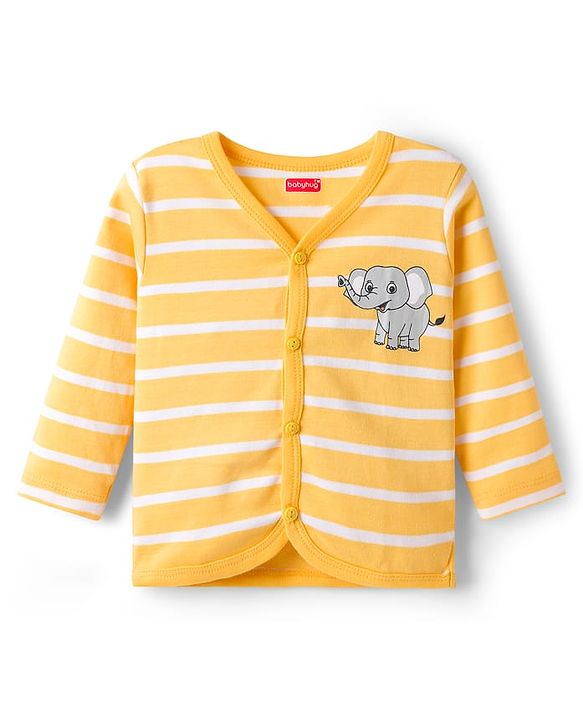 Babyhug 100% Cotton Interlock Knit Jhablas With Animal Print Pack Of 3 - Green Yellow & White