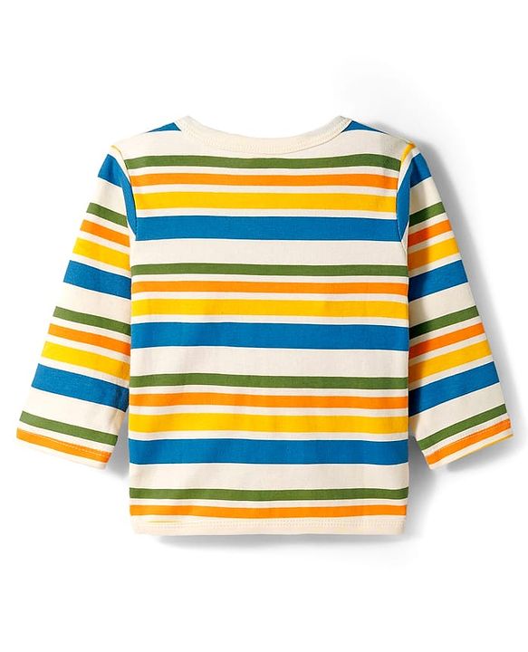Babyhug 100% Cotton Knit Full Sleeves Striped Jhablas with Bear Print Pack of 3 - Multicolor