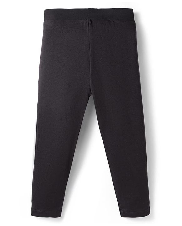 Pine Kids Cotton Lycra Knit Full Length Solid Color Leggings Pack of 2 - Black & Pink