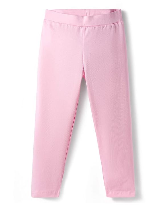 Pine Kids Cotton Lycra Knit Full Length Solid Color Leggings Pack of 2 - Black & Pink