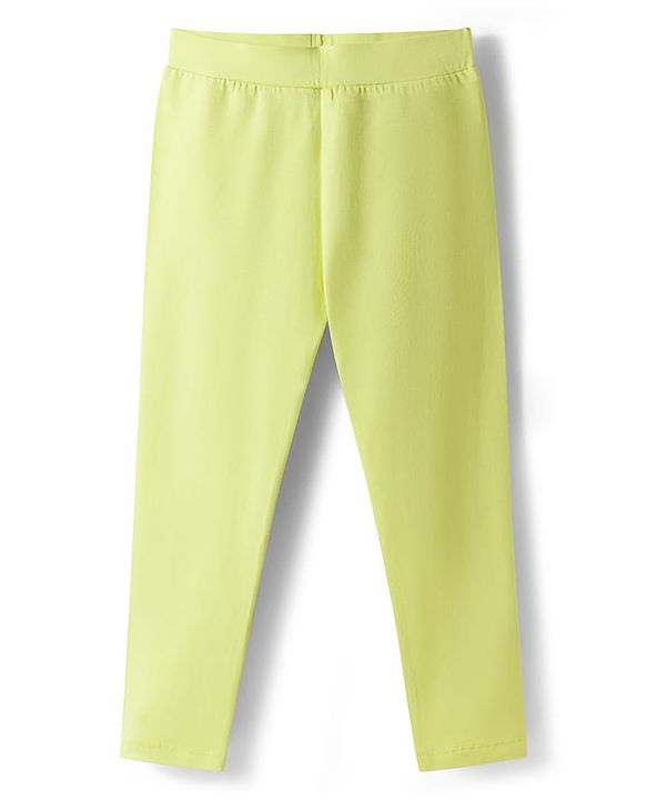 Pine Kids Cotton Lycra Knit Full Length Solid Leggings Pack of 2 - Lime Green & Navy Blue