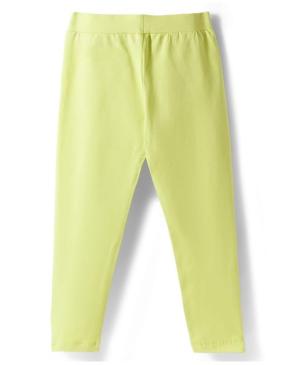 Pine Kids Cotton Lycra Knit Full Length Solid Leggings Pack of 2 - Lime Green & Navy Blue