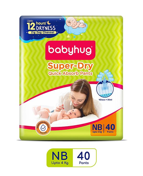 Babyhug Super Dry Pant Style Diaper New Born (NB) Size - 40 Pieces