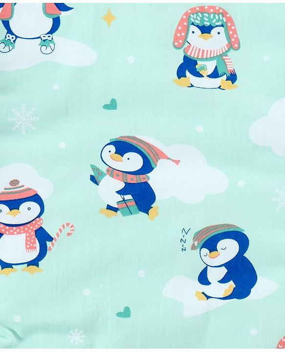 Babyhug 100% Cotton Fix Pillow Mat With Penguin Print - Blue| Soft & Comfortable| Light Weight & Travel Friendly| Foldable| New Born Gifting Option| Boys & Girls| Use on Floor Cribs Cots or Cradle