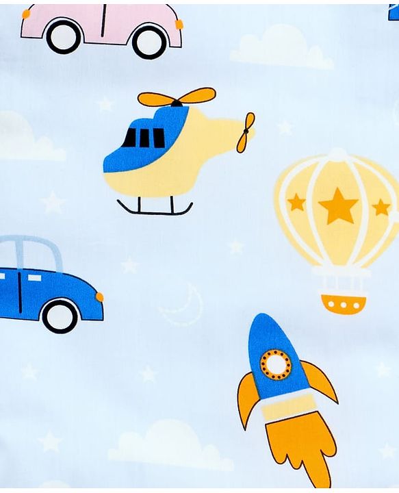 Babyhug 100% Cotton Fix Pillow Mat With Penguin Print - Blue| Soft & Comfortable| Light Weight & Travel Friendly| Foldable| New Born Gifting Option| Boys & Girls| Use on Floor Cribs Cots or Cradle