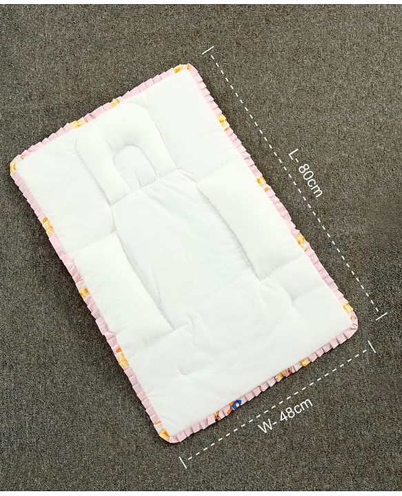 Babyhug 100% Cotton Fix Pillow Mat With Penguin Print - Blue| Soft & Comfortable| Light Weight & Travel Friendly| Foldable| New Born Gifting Option| Boys & Girls| Use on Floor Cribs Cots or Cradle
