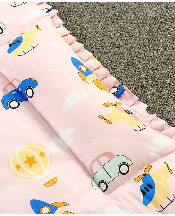 Babyhug 100% Cotton Fix Pillow Mat With Penguin Print - Blue| Soft & Comfortable| Light Weight & Travel Friendly| Foldable| New Born Gifting Option| Boys & Girls| Use on Floor Cribs Cots or Cradle