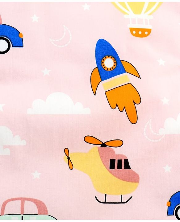 Babyhug 100% Cotton Fix Pillow Mat With Penguin Print - Blue| Soft & Comfortable| Light Weight & Travel Friendly| Foldable| New Born Gifting Option| Boys & Girls| Use on Floor Cribs Cots or Cradle