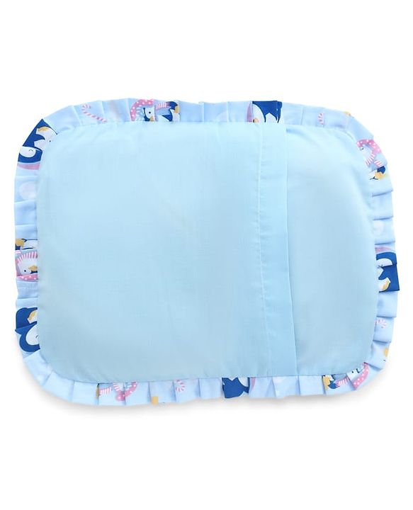 Babyhug Head Shaping Mustard Seed Pillow Penguin Print - Blue| 1 Kg Natural Rai| Cotton Removable Cover| Natural Warming Property|Prevents Cold & Flat Head Syndrome| NewBorn Neck & Shoulder Support