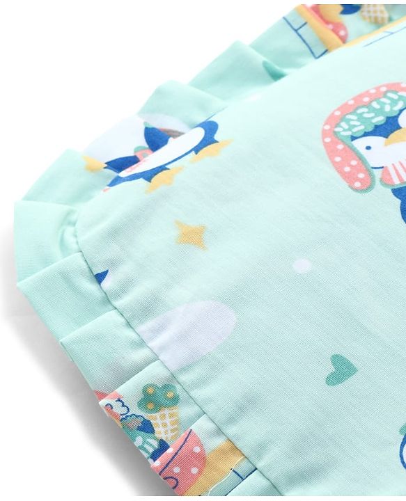 Babyhug Head Shaping Mustard Seed Pillow Penguin Print - Blue| 1 Kg Natural Rai| Cotton Removable Cover| Natural Warming Property|Prevents Cold & Flat Head Syndrome| NewBorn Neck & Shoulder Support