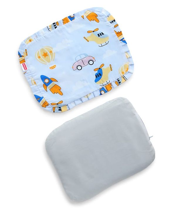 Babyhug Head Shaping Mustard Seed Pillow Penguin Print - Blue| 1 Kg Natural Rai| Cotton Removable Cover| Natural Warming Property|Prevents Cold & Flat Head Syndrome| NewBorn Neck & Shoulder Support
