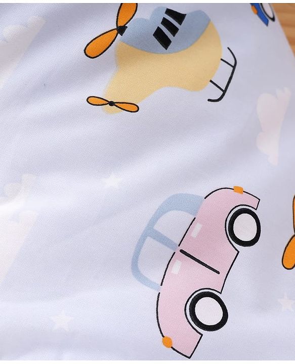 Babyhug 100% Cotton Hooded Quilted Wrapper Penguin Print - Blue| Travel Friendly| Washable and Easy to Maintain| Breathable Fabric| Velcro Closure| Warm and Cozy| New Born Gifting Option