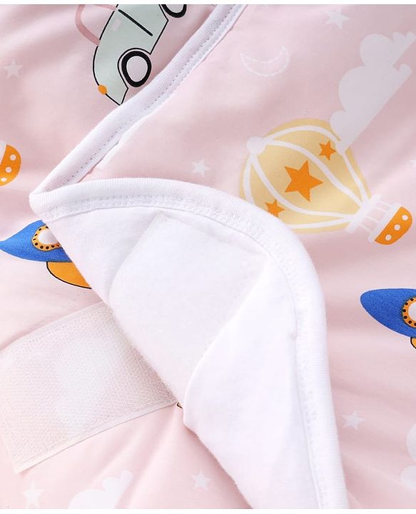 Babyhug 100% Cotton Hooded Quilted Wrapper Penguin Print - Blue| Travel Friendly| Washable and Easy to Maintain| Breathable Fabric| Velcro Closure| Warm and Cozy| New Born Gifting Option