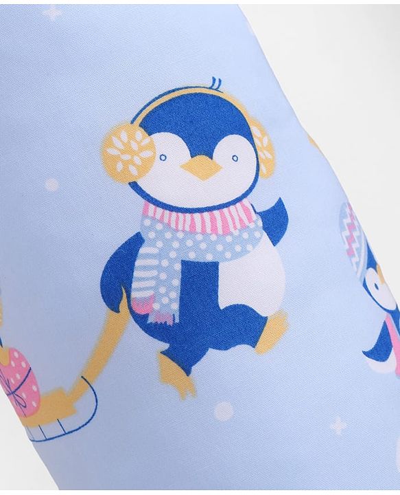Babyhug Bolsters Penguin Print Set of 2 - Blue| 100% Cotton Outer Cover| Soft Poly Filling| Safe Sleep| Girls and Boys| Protection from Crib Railing| New Born Gifting Option