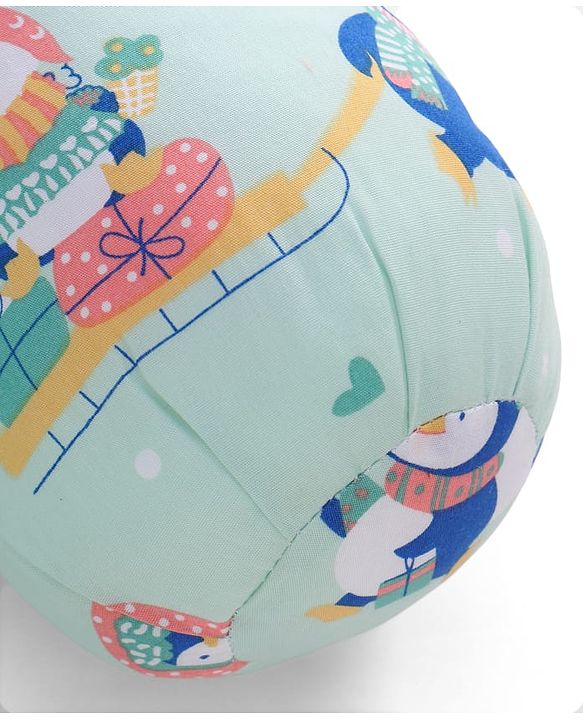 Babyhug Bolsters Penguin Print Set of 2 - Blue| 100% Cotton Outer Cover| Soft Poly Filling| Safe Sleep| Girls and Boys| Protection from Crib Railing| New Born Gifting Option