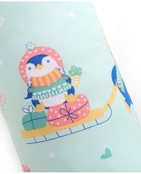 Babyhug Bolsters Penguin Print Set of 2 - Blue| 100% Cotton Outer Cover| Soft Poly Filling| Safe Sleep| Girls and Boys| Protection from Crib Railing| New Born Gifting Option