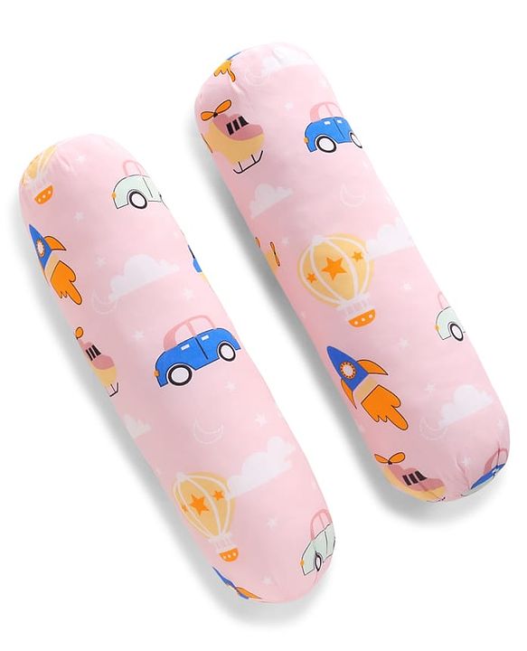 Babyhug Bolsters Penguin Print Set of 2 - Blue| 100% Cotton Outer Cover| Soft Poly Filling| Safe Sleep| Girls and Boys| Protection from Crib Railing| New Born Gifting Option