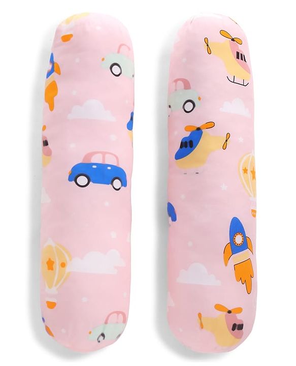 Babyhug Bolsters Penguin Print Set of 2 - Blue| 100% Cotton Outer Cover| Soft Poly Filling| Safe Sleep| Girls and Boys| Protection from Crib Railing| New Born Gifting Option