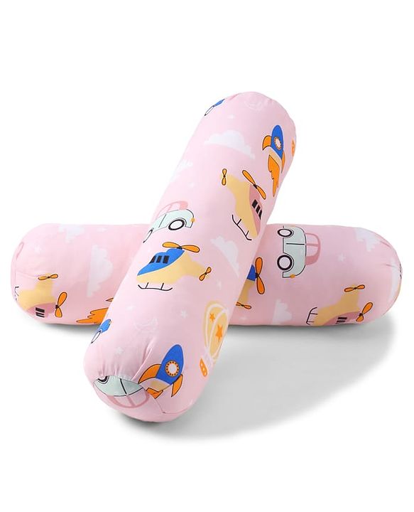 Babyhug Bolsters Penguin Print Set of 2 - Blue| 100% Cotton Outer Cover| Soft Poly Filling| Safe Sleep| Girls and Boys| Protection from Crib Railing| New Born Gifting Option