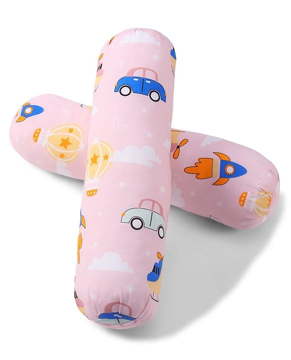 Babyhug Bolsters Penguin Print Set of 2 - Blue| 100% Cotton Outer Cover| Soft Poly Filling| Safe Sleep| Girls and Boys| Protection from Crib Railing| New Born Gifting Option