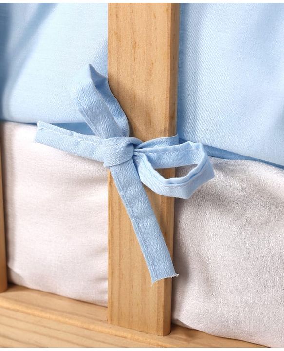 Babyhug 100% Cotton Cot Bumper Penguin Print - Blue| Soft Protective Padding| Breathable & Comfortable| Washable| Easy to Assemble| Compact Folding for Storage| Prevents Bumping into Crib Sides