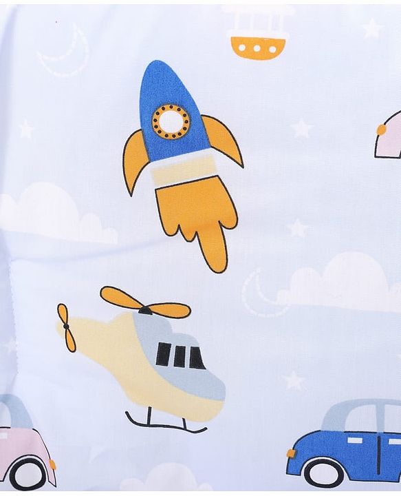 Babyhug 100% Cotton Cot Bumper Penguin Print - Blue| Soft Protective Padding| Breathable & Comfortable| Washable| Easy to Assemble| Compact Folding for Storage| Prevents Bumping into Crib Sides