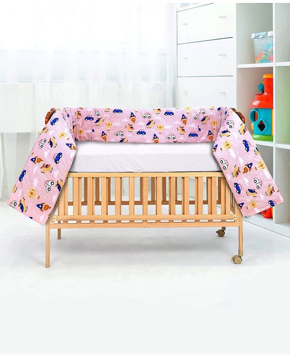 Babyhug 100% Cotton Cot Bumper Penguin Print - Blue| Soft Protective Padding| Breathable & Comfortable| Washable| Easy to Assemble| Compact Folding for Storage| Prevents Bumping into Crib Sides