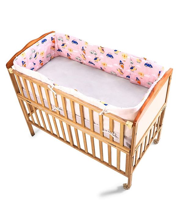 Babyhug 100% Cotton Cot Bumper Penguin Print - Blue| Soft Protective Padding| Breathable & Comfortable| Washable| Easy to Assemble| Compact Folding for Storage| Prevents Bumping into Crib Sides