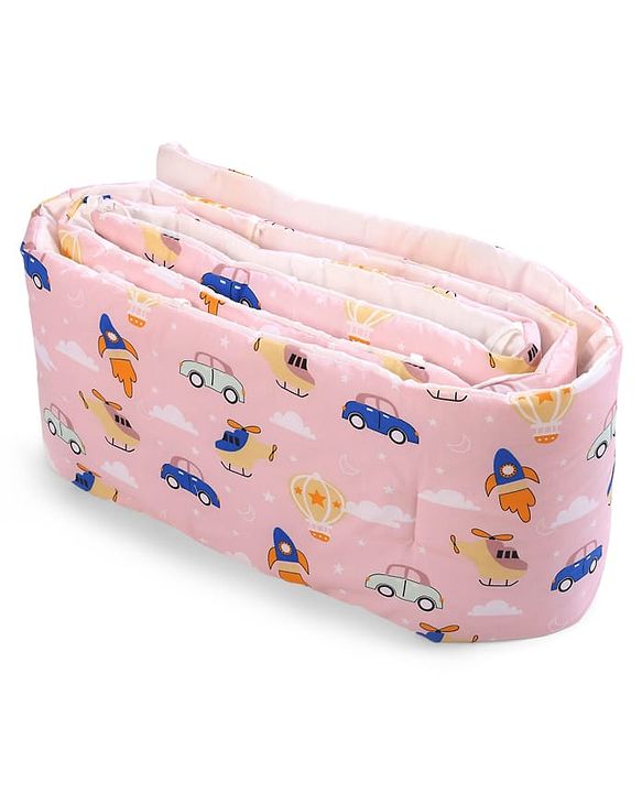 Babyhug 100% Cotton Cot Bumper Penguin Print - Blue| Soft Protective Padding| Breathable & Comfortable| Washable| Easy to Assemble| Compact Folding for Storage| Prevents Bumping into Crib Sides