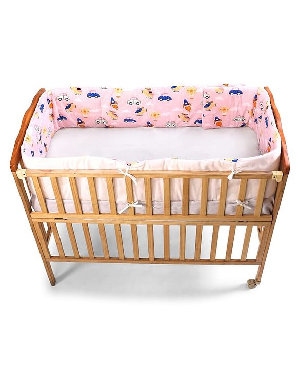 Babyhug 100% Cotton Cot Bumper Penguin Print - Blue| Soft Protective Padding| Breathable & Comfortable| Washable| Easy to Assemble| Compact Folding for Storage| Prevents Bumping into Crib Sides