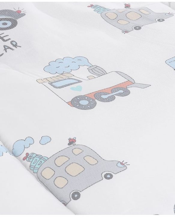 Babyhug 100% Cotton Baby Mattress with Mosquito Net Transport Print - Beige| Soft and Comfortable| Easy Access| Foldable & Travel Friendly| Newborn Gifting Option| Use on Floor Cribs Cots or Cradle