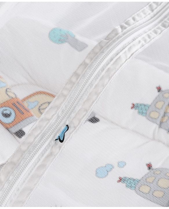 Babyhug 100% Cotton Baby Mattress with Mosquito Net Transport Print - Beige| Soft and Comfortable| Easy Access| Foldable & Travel Friendly| Newborn Gifting Option| Use on Floor Cribs Cots or Cradle