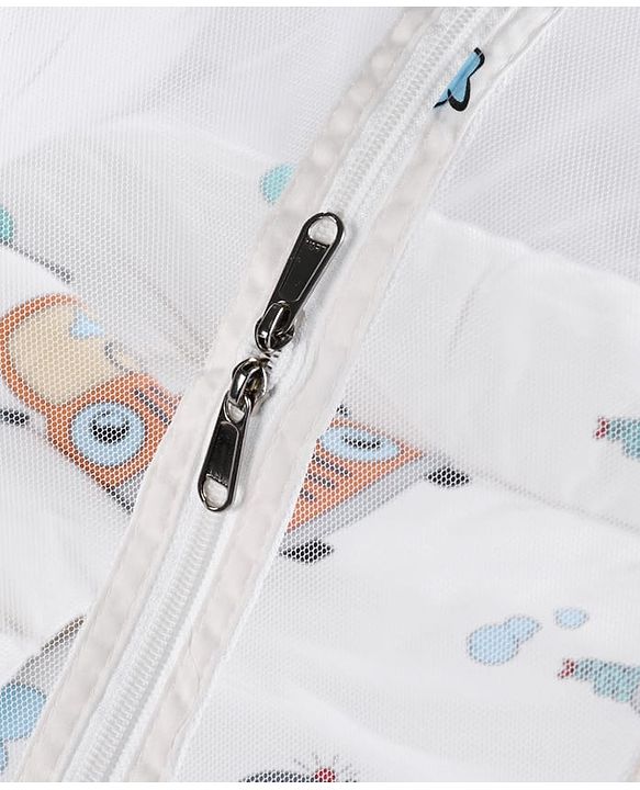 Babyhug 100% Cotton Baby Mattress with Mosquito Net Transport Print - Beige| Soft and Comfortable| Easy Access| Foldable & Travel Friendly| Newborn Gifting Option| Use on Floor Cribs Cots or Cradle