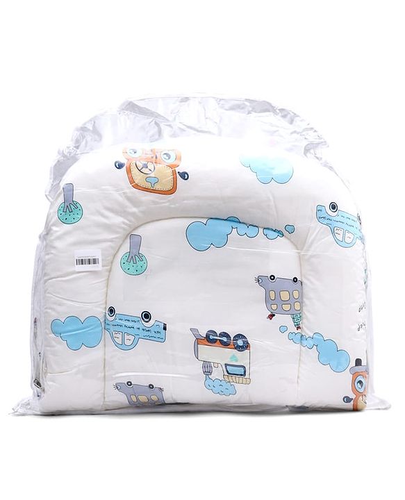 Babyhug 100% Cotton Baby Mattress with Mosquito Net Transport Print - Beige| Soft and Comfortable| Easy Access| Foldable & Travel Friendly| Newborn Gifting Option| Use on Floor Cribs Cots or Cradle