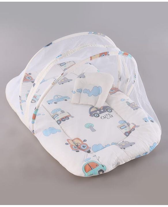 Babyhug Premium Super Saver Bedding Combo Set of 3 - Cute Car Print 100% Cotton| Pillows & Bolsters Included Lightweight & Travel Friendly Breathable Fabric Gifting Option for 0 to 6 Months - Beige