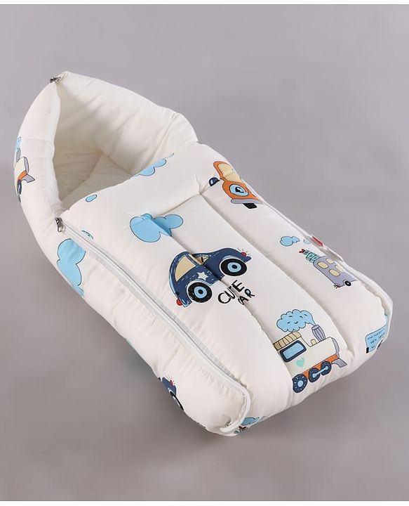 Babyhug Premium Super Saver Bedding Combo Set of 3 - Cute Car Print 100% Cotton| Pillows & Bolsters Included Lightweight & Travel Friendly Breathable Fabric Gifting Option for 0 to 6 Months - Beige